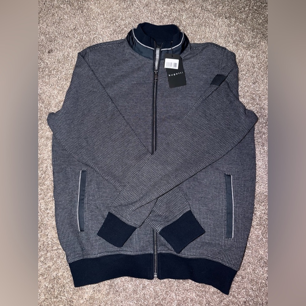 NWT Bugatti Men's Navy and Gray Sweater